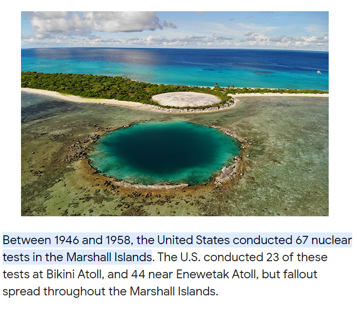 SilverSpookGuy's tweet photo. As everyone watches #Oppenheimer remember the US nuked the Marshall Islands 67 times and the fallout devastated thousands. The US / West are the ones driving to end the world today while pretending to care in their movies. US out of the Pacific &amp; Hawaii! https://t.co/iClMKcwyw6