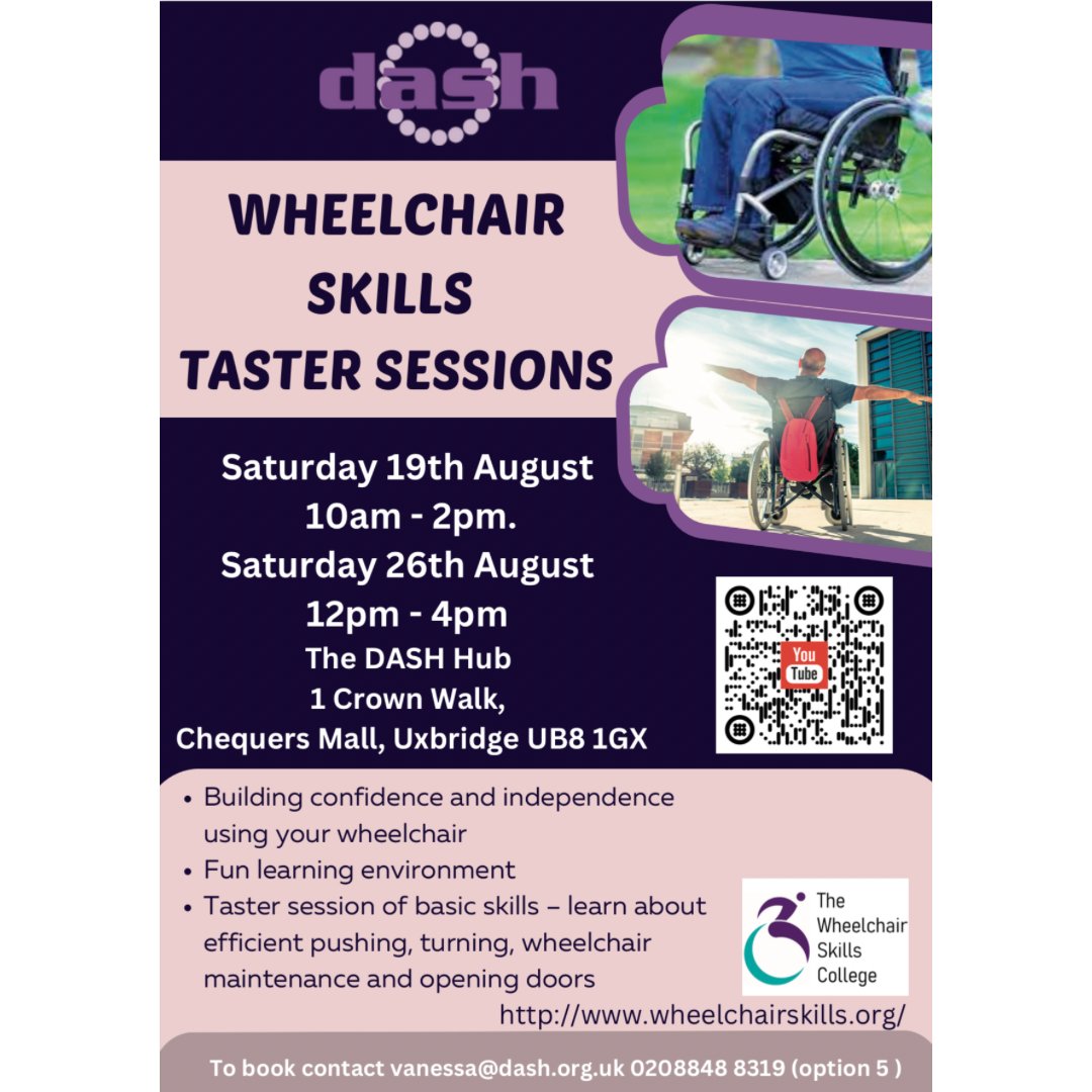 For the first time in Hillingdon, we are excited to be able to offer FREE Wheelchair Skills Taster sessions. Limited places are available.
These sessions will be allocated on a first come first served basis, don’t delay book your place today!