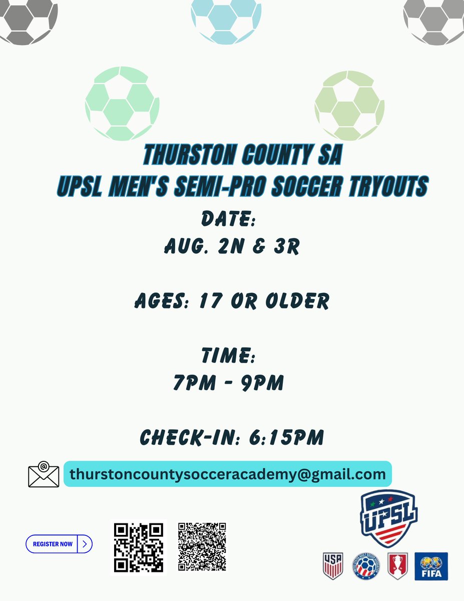 Thurston County Soccer Academy (@tcsocceracademy) on Twitter photo ThurstonCountySA (<a href="/TCSoccerAcademy/">Thurston County Soccer Academy</a>) is please to announce its Upcoming <a href="/UPSL/">UPS</a> Pacific Northwest Men's Semi-Pro <a href="/Soccer/">Soccer</a> <a href="/Tryouts/">Emma</a>
All Interested soccer player ages 17 or older are welcome to register online at:
linktr.ee/TC_Sa
<a href="/Twincityfc/">Twin City FC</a>
<a href="/thenewstribune/">Tacoma News Tribune</a>
<a href="/JBLMnewspapers/">JBLMnewspapers</a> ThurstonCountySA (<a href="/TCSoccerAcademy/">Thurston County Soccer Academy</a>) is please to announce its Upcoming <a href="/UPSL/">UPS</a> Pacific Northwest Men's Semi-Pro <a href="/Soccer/">Soccer</a> <a href="/Tryouts/">Emma</a>
All Interested soccer player ages 17 or older are welcome to register online at:
linktr.ee/TC_Sa
<a href="/Twincityfc/">Twin City FC</a>
<a href="/thenewstribune/">Tacoma News Tribune</a>
<a href="/JBLMnewspapers/">JBLMnewspapers</a>