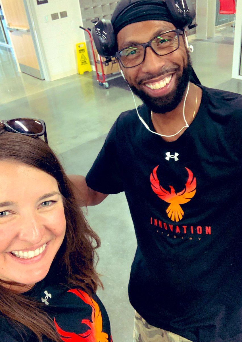 Jessbdale's tweet photo. When you arrive to school matching with this guy @coach_cribbs Mr. Chad and Ms. Ella have been hard at work getting new furniture installed and getting this building ready for everyone on IA Information Day. See you soon!! @IAFultonSchools @ia_kent #bestteamoutthere https://t.co/OMxxi9r4u9