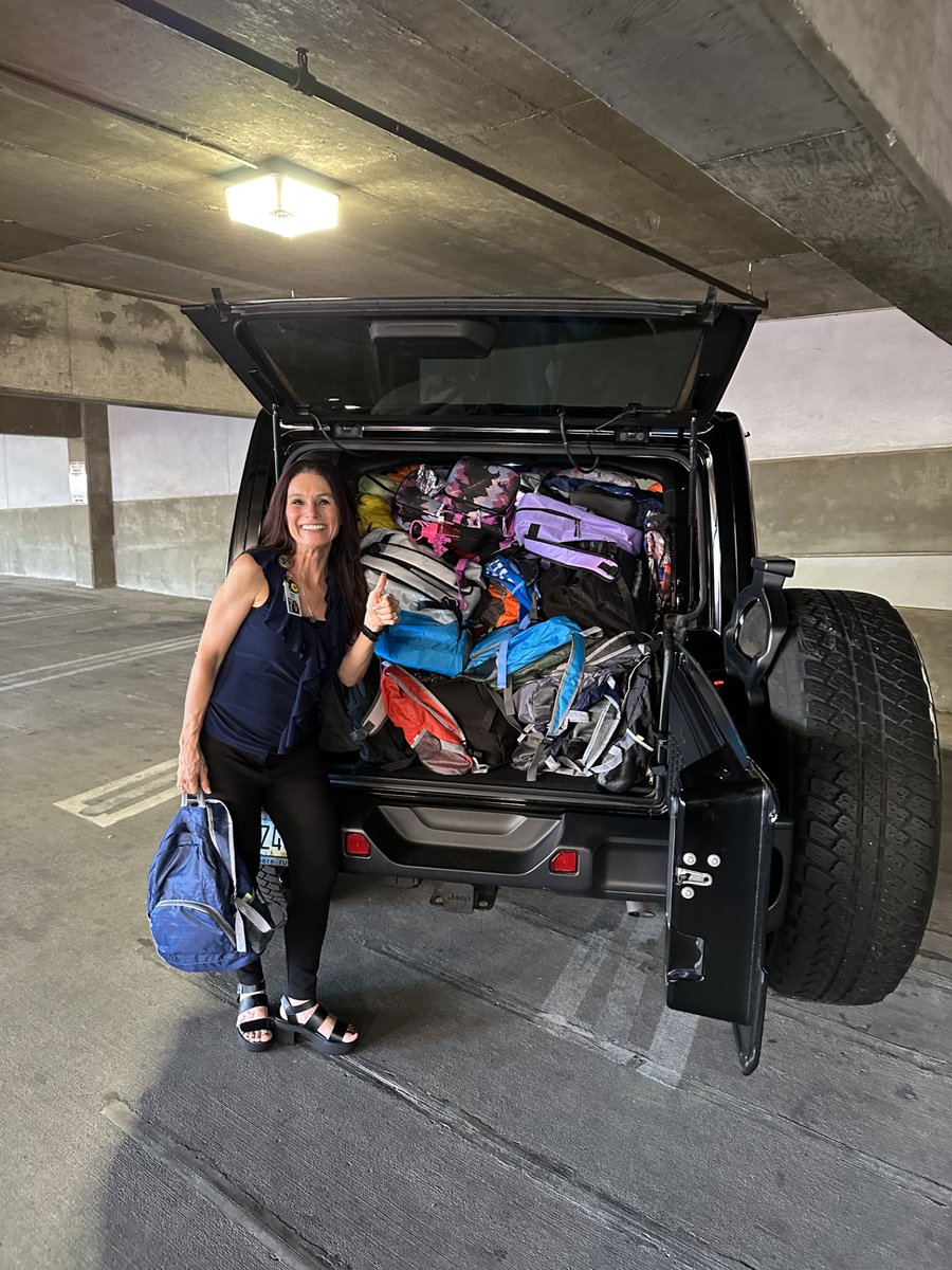 MesaChamber's tweet photo. With the recent Taste of Mesa - Back to School Bash we totaled 131 supplied backpacks for children in need within Mesa Public Schools. With the help of everyone's generous donations, we had enough backpacks to fill a Jeep to the brim!

Thank you for being #ChamberStrong https://t.co/t5cpYHurYH