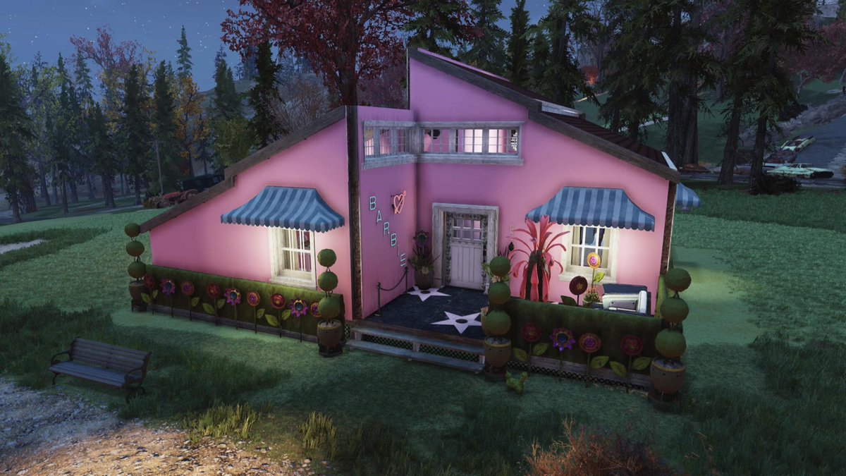 Fallout's tweet photo. 💗Wasteland Barbie💗

Thanks to u/queenofpsychos for sharing their Barbie-inspired #Fallout76 C.A.M.P. https://t.co/4J8j5fyJRS