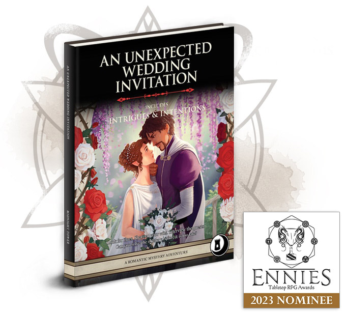Midnight_Tower's tweet photo. Astonishingly and miraculously, Midnight Tower's adventure ‘An Unexpected Wedding Invitation’ is nominated for an ENNIE award!!! Yey!😺🥂🙏
If you'd like to support our little Jane Austen-inspired romantic mystery, please vote here: 
https://t.co/cSE9Uctmtj

#DnD #ttrpg #dnd5e https://t.co/wAfRhwqnEO