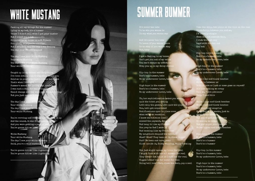 Season Of Lana on X: Track Five- White Mustang / Track Six- Summer Bummer.   / X