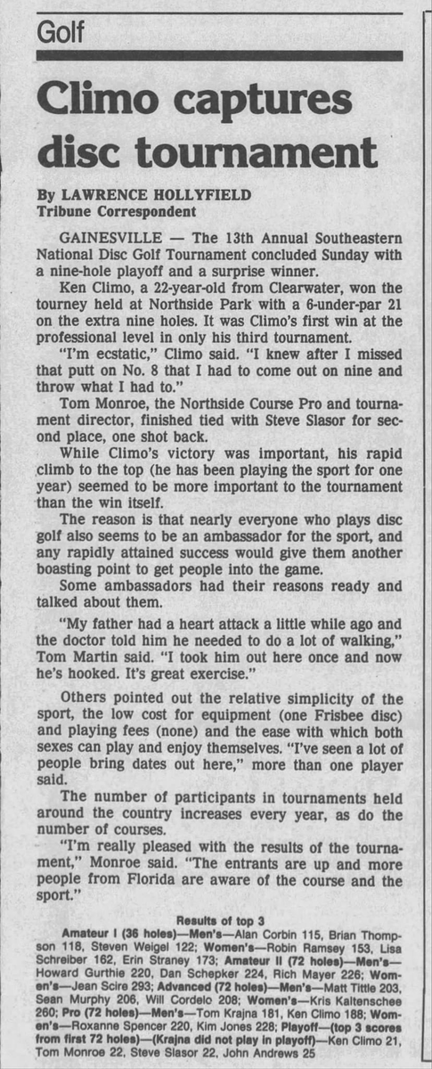 thediscgolfguy's tweet photo. True Disc Golf History from just over 35 years ago:

#KenClimo 
#Climo 

Credit:  Chuck C on Facebook (who maybe got it from somewhere else)

@PDGA @InnovaDiscs https://t.co/1JmOyJIrQK
