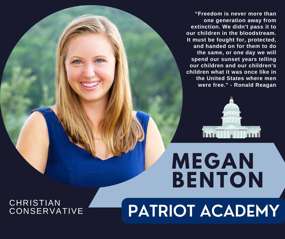 txvalues's tweet photo. #TxValues is very proud of our intern, @meganebenton, and wish her many blessings as she participates in @PatriotAcademy next week at the Texas Capitol! https://t.co/cVvG1GMpP5