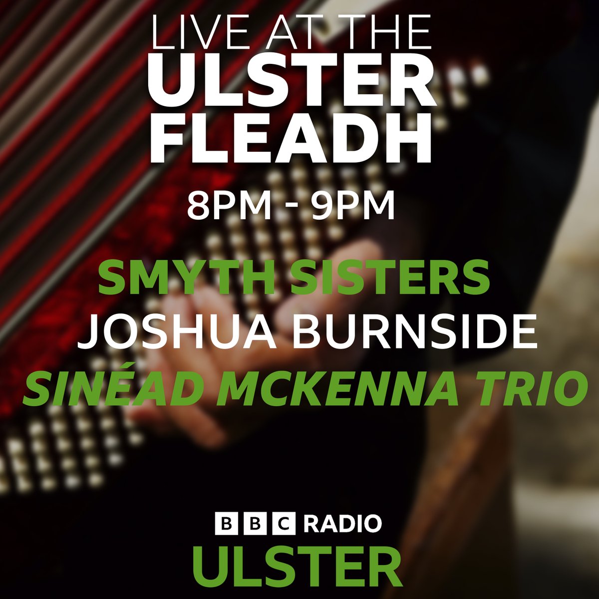 The craic continues on Live at The Ulster Fleadh! Listen now on BBC Radio Ulster and BBC Sounds 🎻 Check out who's coming up this hour 🎶 @LynetteFay @StephenMainline @c_ni_c @JoshuaBurnside