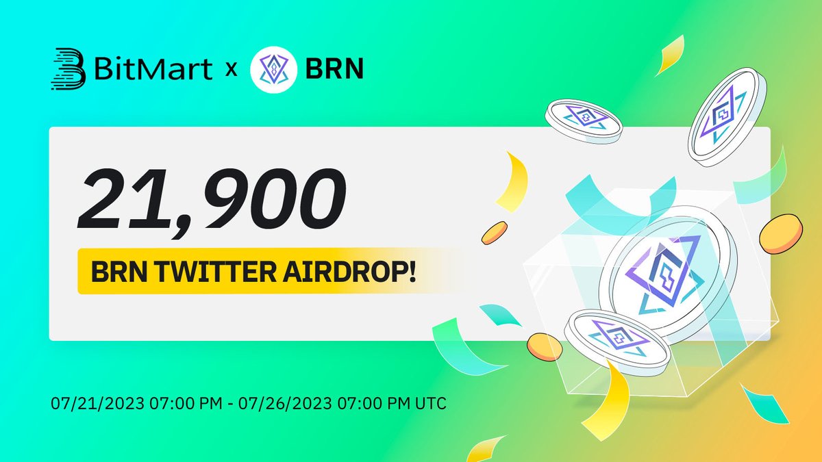 🎉 To celebrate <a href="/BrnMetaverse/">BRN Metaverse</a>'s one-year listing, join us to win 21,900 $BRN! 🤑🤑🤑
 
1⃣Follow <a href="/BitMartExchange/">BitMart</a> &amp; <a href="/BrnMetaverse/">BRN Metaverse</a>
2⃣RT&amp; tag 3frds
3⃣Join t.me/BitMartExchange &amp; t.me/BrnTokenGlobal &amp; t.me/BrnTokenAnnoun…
4⃣Fill forms.gle/KGYNNQ6VvDyFse…

💎2000 lucky winners