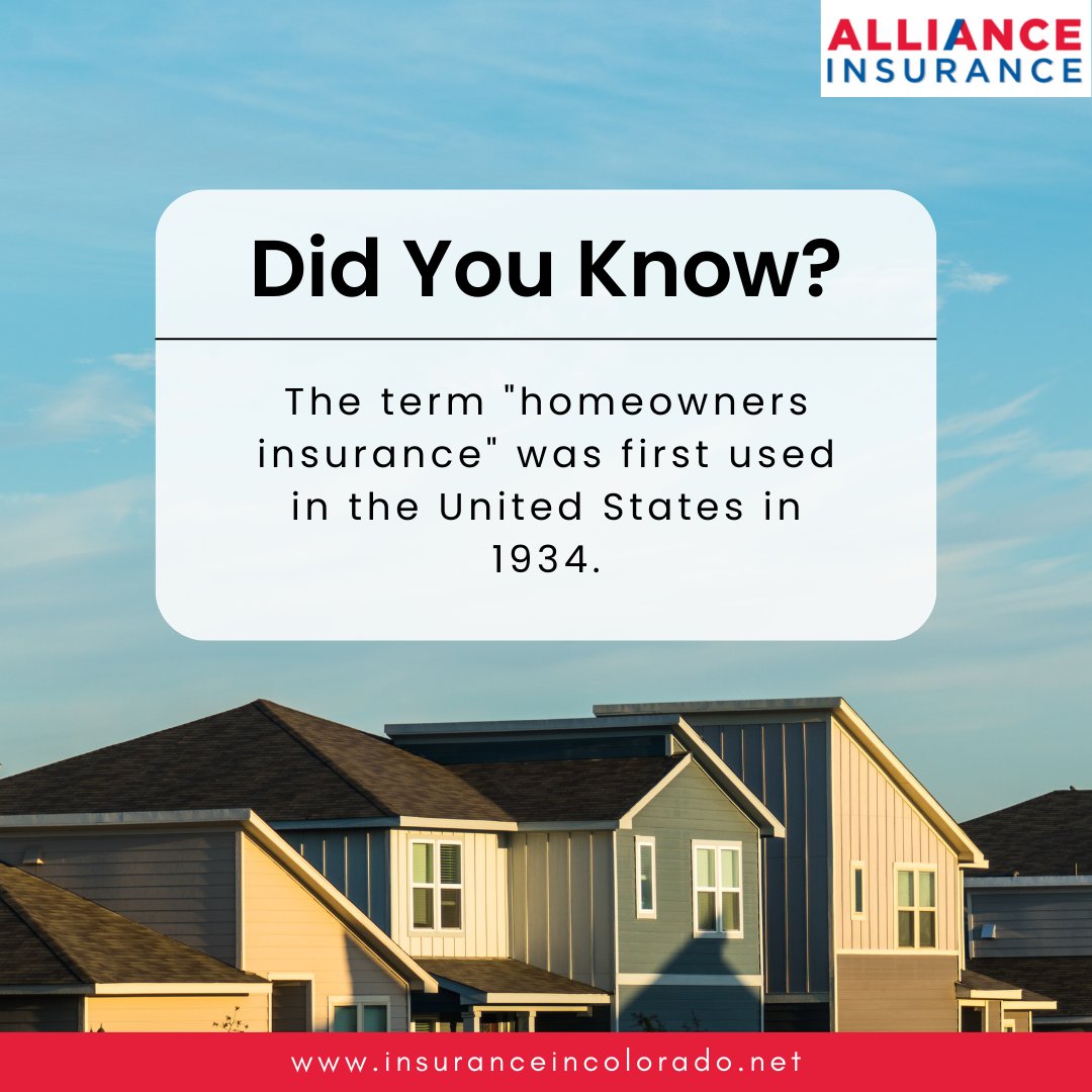 AllianceInsurCO's tweet photo. The term "homeowners insurance" was first used in the United States in 1934. The term was coined by the National Association of Insurance Commissioners (NAIC).

To learn more visit our website!

Get a Quote Now!
https://t.co/26GtB1TDMI

#trustus #lifeistooprecious #peaceofmin ... https://t.co/M5epWYObaU