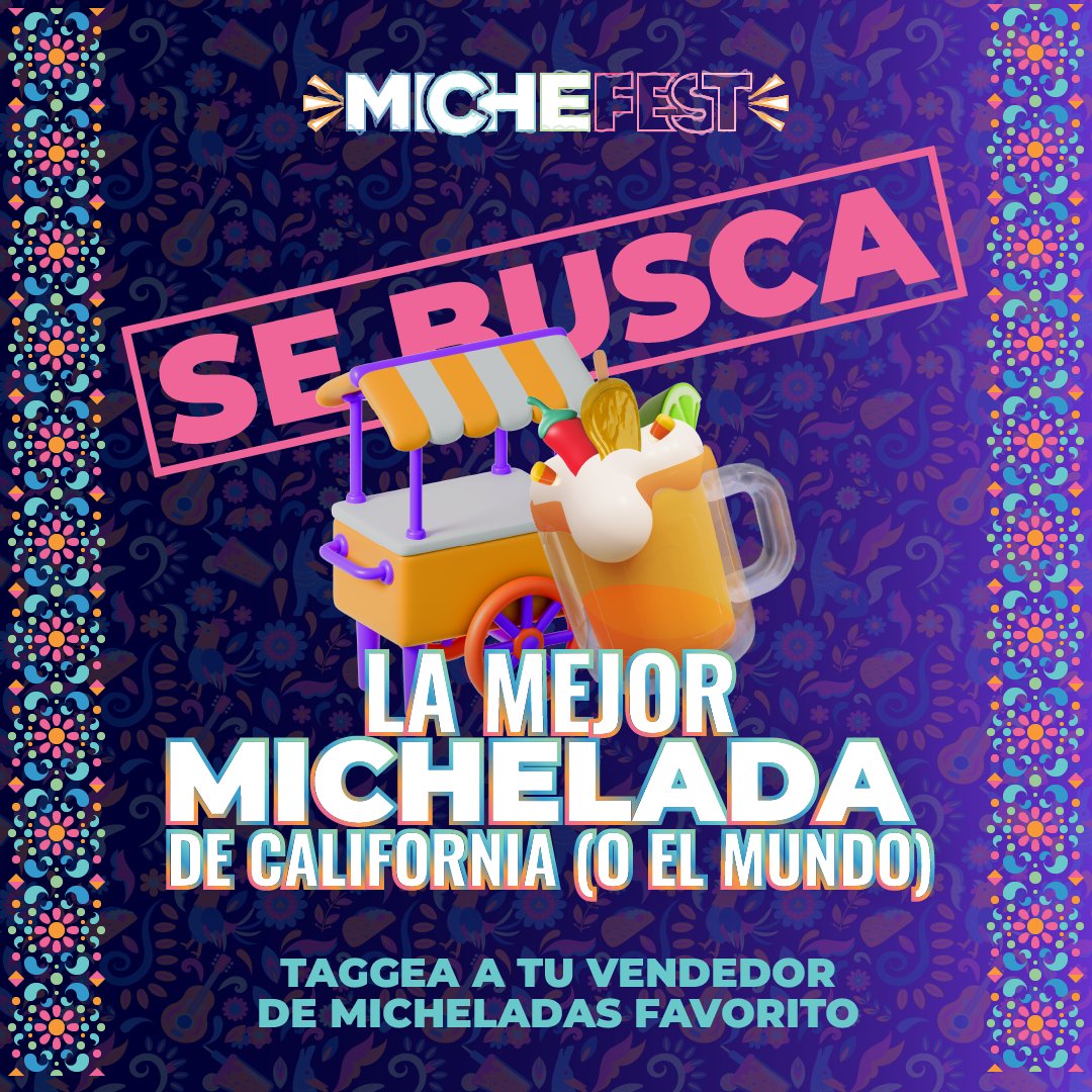 ¡En este post se TAGGEA a las micheladas más ricas que has probado en #California!🤤🍺🤌
Si tú eres Michelada Vendor, ve al siguiente link y llena el formulario 📲 bit.ly/MichefestVendo…