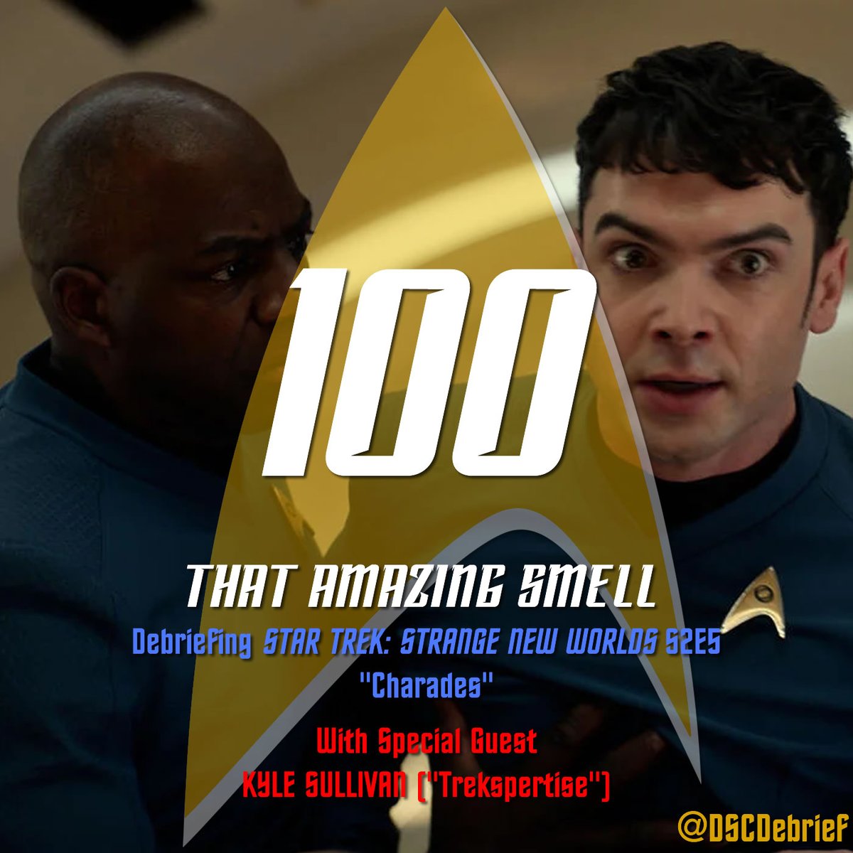 Trekspertise's tweet photo. @DSCDebrief has reached 100 EPISODES!! Join them in the breakdown of #StarTrekSNW's "Charades," in deep diving on Star Trek vs the WGA / SAG strikes, about just which Spock is the best Spock of them all. 

LINK: https://t.co/4pDjzO8sim

#StarTrekStrangeNewWorlds https://t.co/r5f9NYPLKx