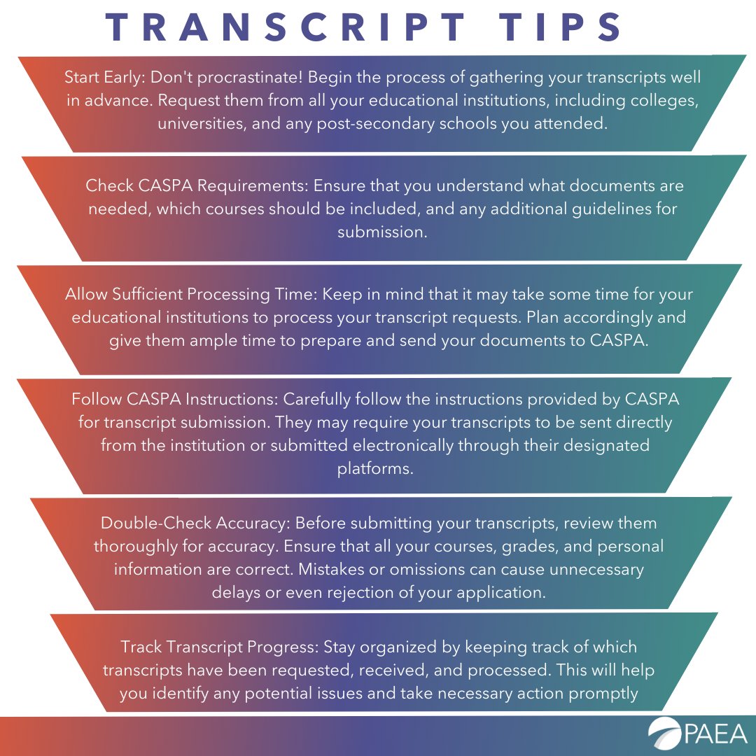 pa_focus's tweet photo. ��📝 Are you on your way to becoming a Physician Assistant and currently tackling the CASPA application process? We've got your back with some essential transcript tips! ⏩ https://t.co/zAeDjFYnrH