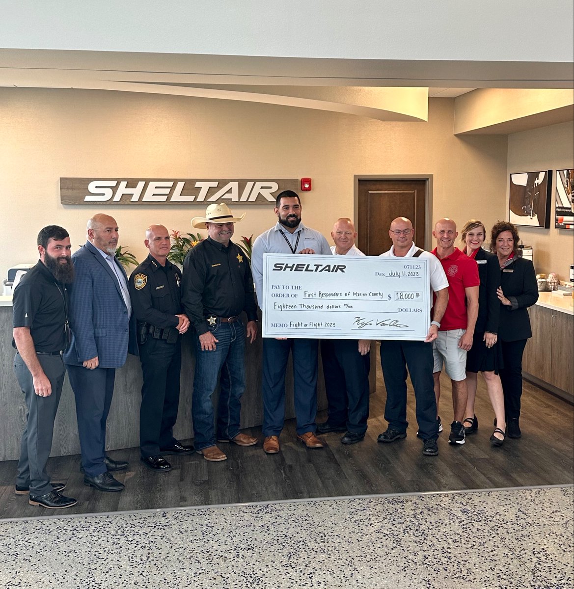 The excitement of this year’s Fight or Flight event at Sheltair OCF is matched by our pride in presenting the Ocala/Marion County first responders with the proceeds!