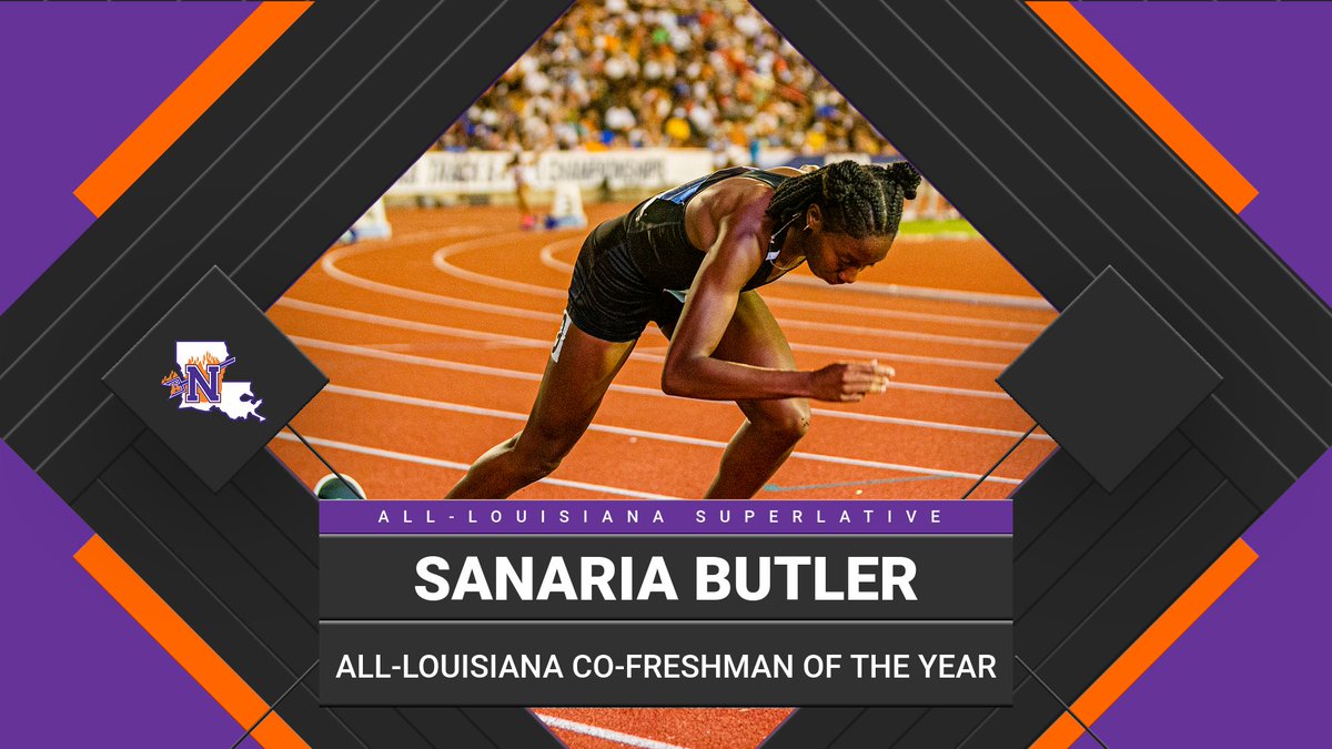 NSUDemonsTF's tweet photo. ✅ SLC Track Athlete of the Year
✅ School record holder
✅ Most Outstanding Female Performer at SLC Champ
✅ 1st NSU Freshman to make it to nationals in more than a decade

You can add All-Louisiana co-Freshman of the Year to that. It's been a year to remember for @Sanariabutler https://t.co/AWY9jFaf5U