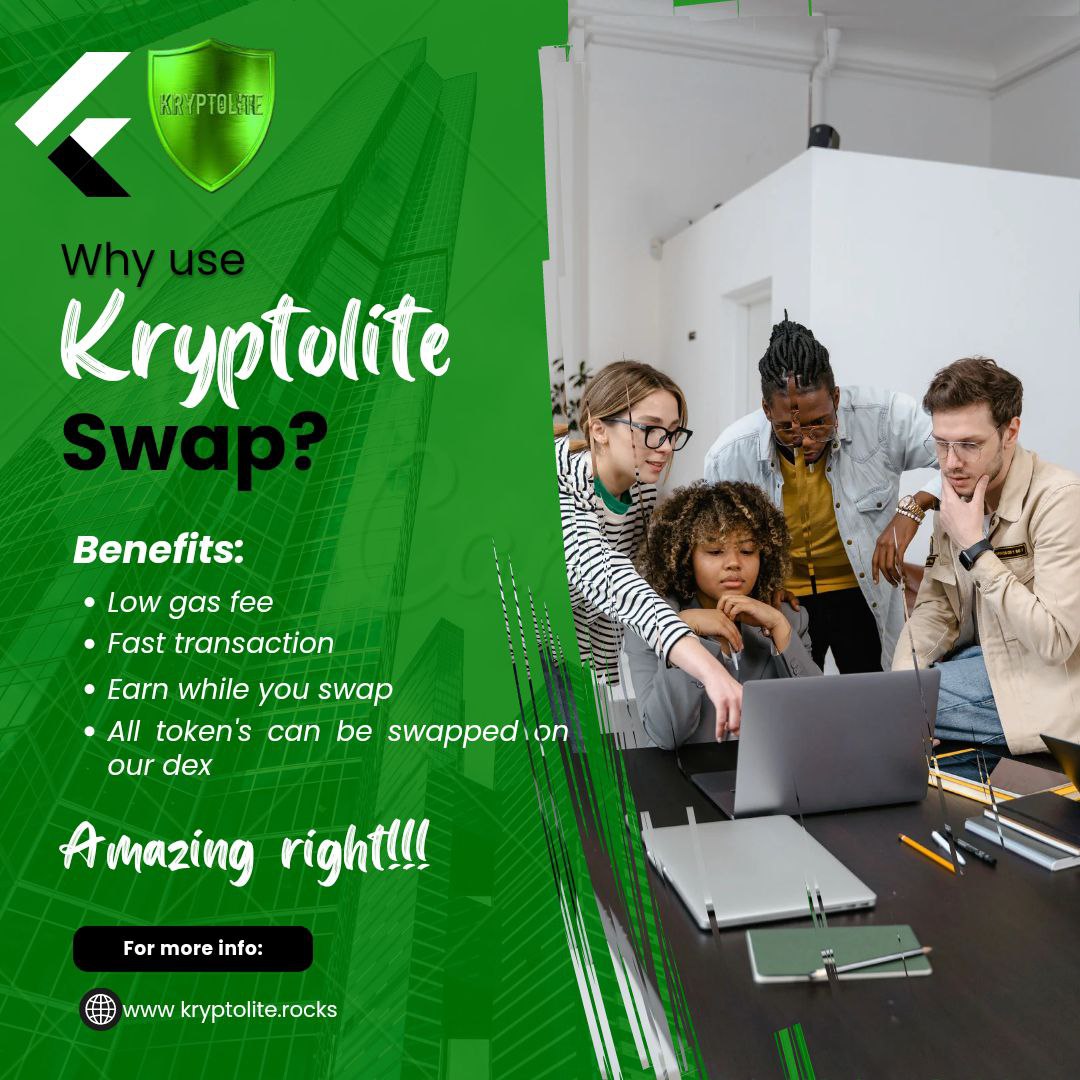 Experience seem less swapping when you transact on the kryptolite #DEX

Don't just read our benefits, experience it for yourself 💥

Visit kryptolite.rocks/swap

Start SMART swapping today! 

#Crypto #DeFi #KRL #BNB #BTC #CryptoTwitter #passiveincome #swaps #Trending #Ukraine
