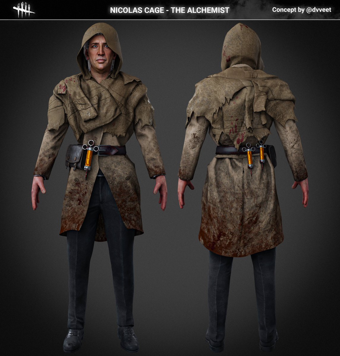 dvveet's tweet photo. Nicolas Cage - The Alchemist

“He was offered the role of a corrupt alchemist whose ambition brought about certain downfall. Rise Above or Descend Beyond?”

#NicolasCage #DeadbyDaylight https://t.co/uVRSQq8YNr
