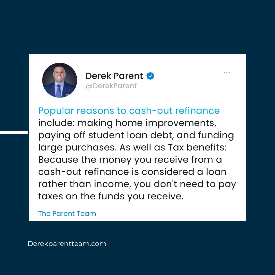 Refinancing offers a wide variety of financial perks! These are simply a few of my favorite reasons. 

Comment down below any of your questions or comments about refinancing 👍

#theparentteam #usamortgage #lasvegaortgagebanker #refinancing #mortgagetips #refinancingtips