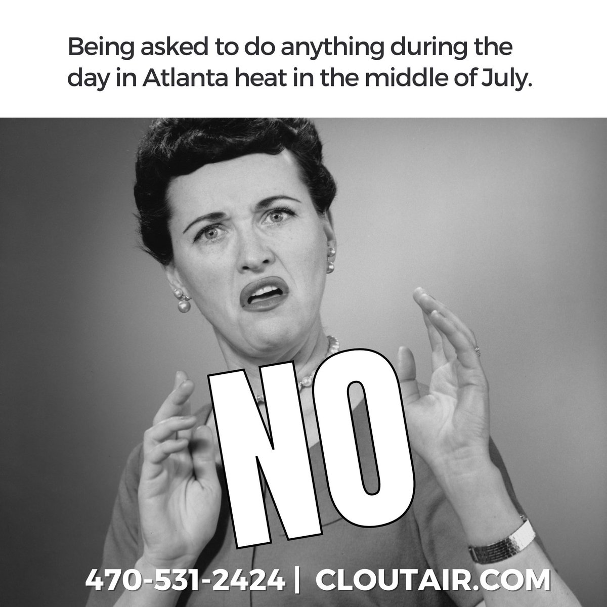 cloutair's tweet photo. If It’s Not Air Conditioned, We’re Not Going 🥵

470-531-2424
https://t.co/b4O7wQBNnj

#hvac #atlanta #atlantahvac #acworth #decatur #alpharetta #sandysprings #smyrna #woodstock #buckhead #vinings #marietta #kennesaw #hvachumor https://t.co/8WKpusuh9q