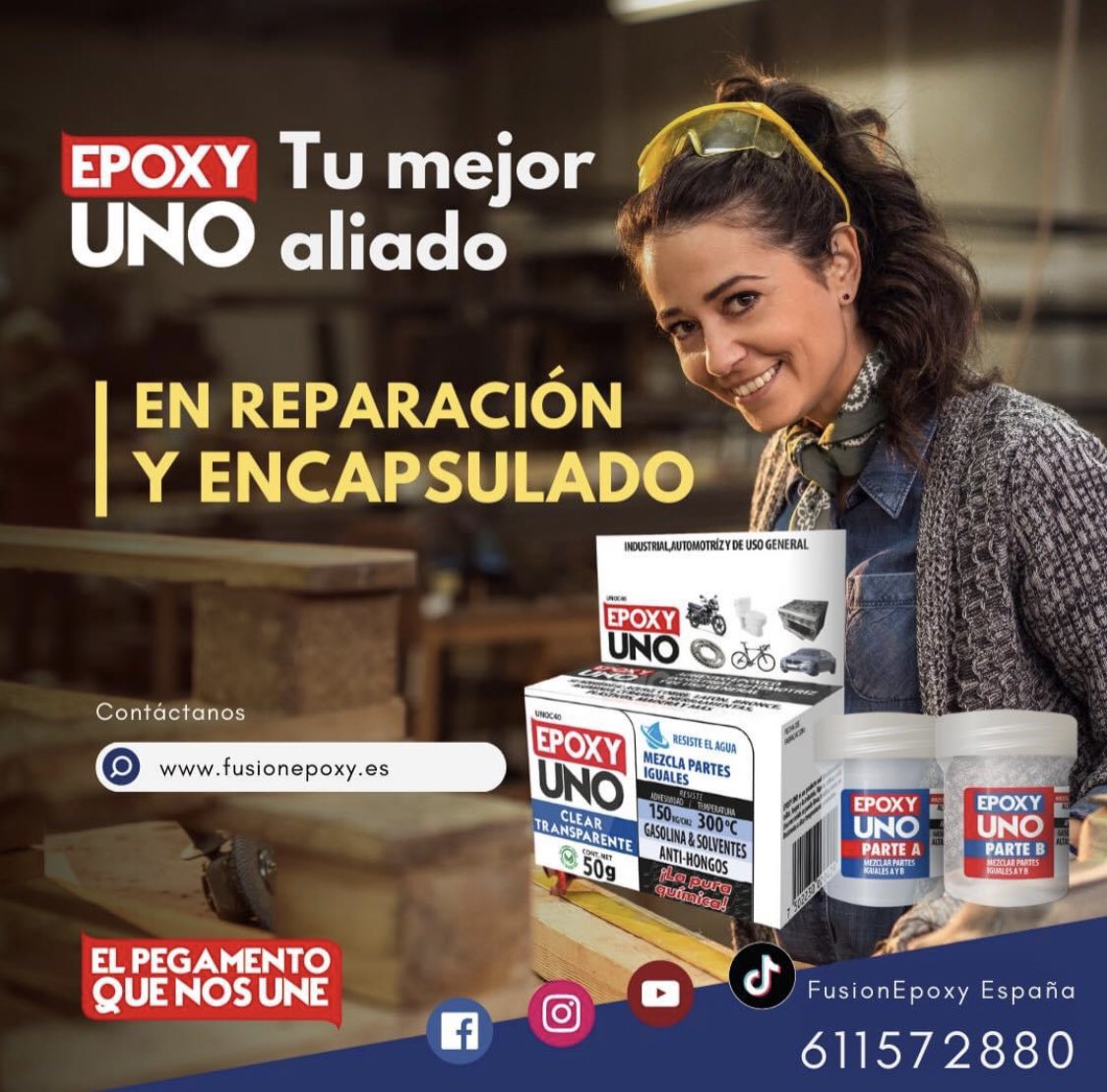 EpoxyFusion's tweet image. Serie Epoxy Uno

Epoxy Uno Clear , Pegamento Epóxico Transparente 

Pega, une y rellena!! 
Fácil de usar 
Amigable con el ambiente 
Anti hongos
Resistente a la humedad

Une, plástico, madera, fibra de vidrio, cerámica y cartón. 

¿Quieres comprar o distribuir Fusion Epoxy ?