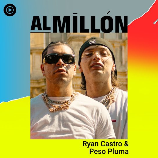 sonymusicmexico's tweet photo. Andamos #AlMillon 💪🏼 escuchando #Quema 🔥 de @ryancastrro y @PesoPlumaData en esta playlist de @youtubemusic 😮💨🤙🏼
❤️🔥https://t.co/LQQP7QcWdD https://t.co/MdRKqDcy23