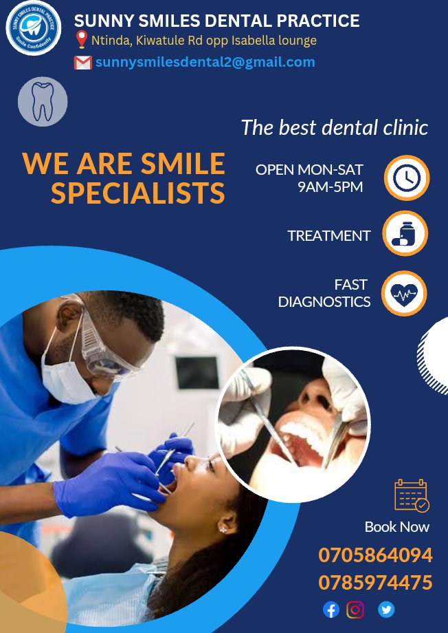 SmilesPractice's tweet image. We are specialists in all dental care services and that's the reason why many are trusting us.
You too can visit us in Ntinda opposite Isabella lounge
Call 0705864094/0785974475
#dentalcare #Time_to_NewJeans #BarbieTheMovie #ENGvAUS #Ashes23 #fridaymorning #Ukraine