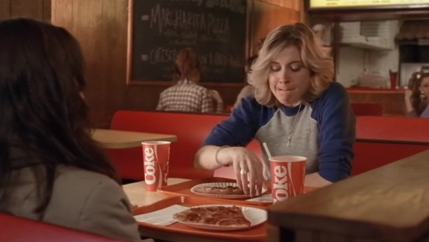 DinosaurDracula's tweet photo. Big Barbie director, yes, but I was on the Greta Gerwig train ever since she slammed pizza and swigged from those awesome wax paper Coke cups in The House of the Devil. (Which is a movie you should def see!) https://t.co/ciuCYpX03E