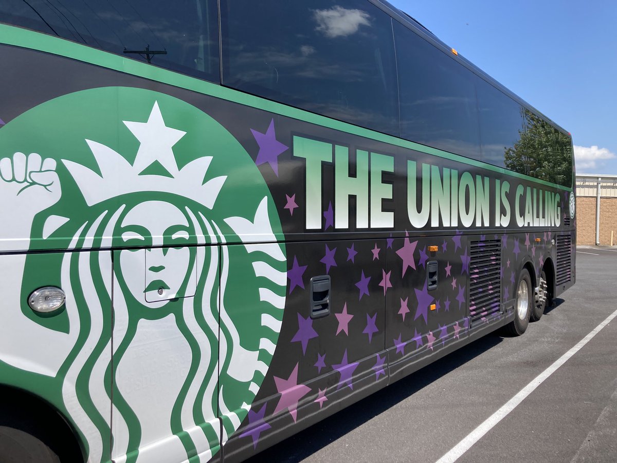 jonathansmucker's tweet photo. Solidarity coffee break, welcoming the StarBus and celebrating Lancaster baristas on filing for their union election!

Lancaster is a union town. #UnionYes @SBWorkersUnited @lancastersbwu https://t.co/JyEVKnhL9o