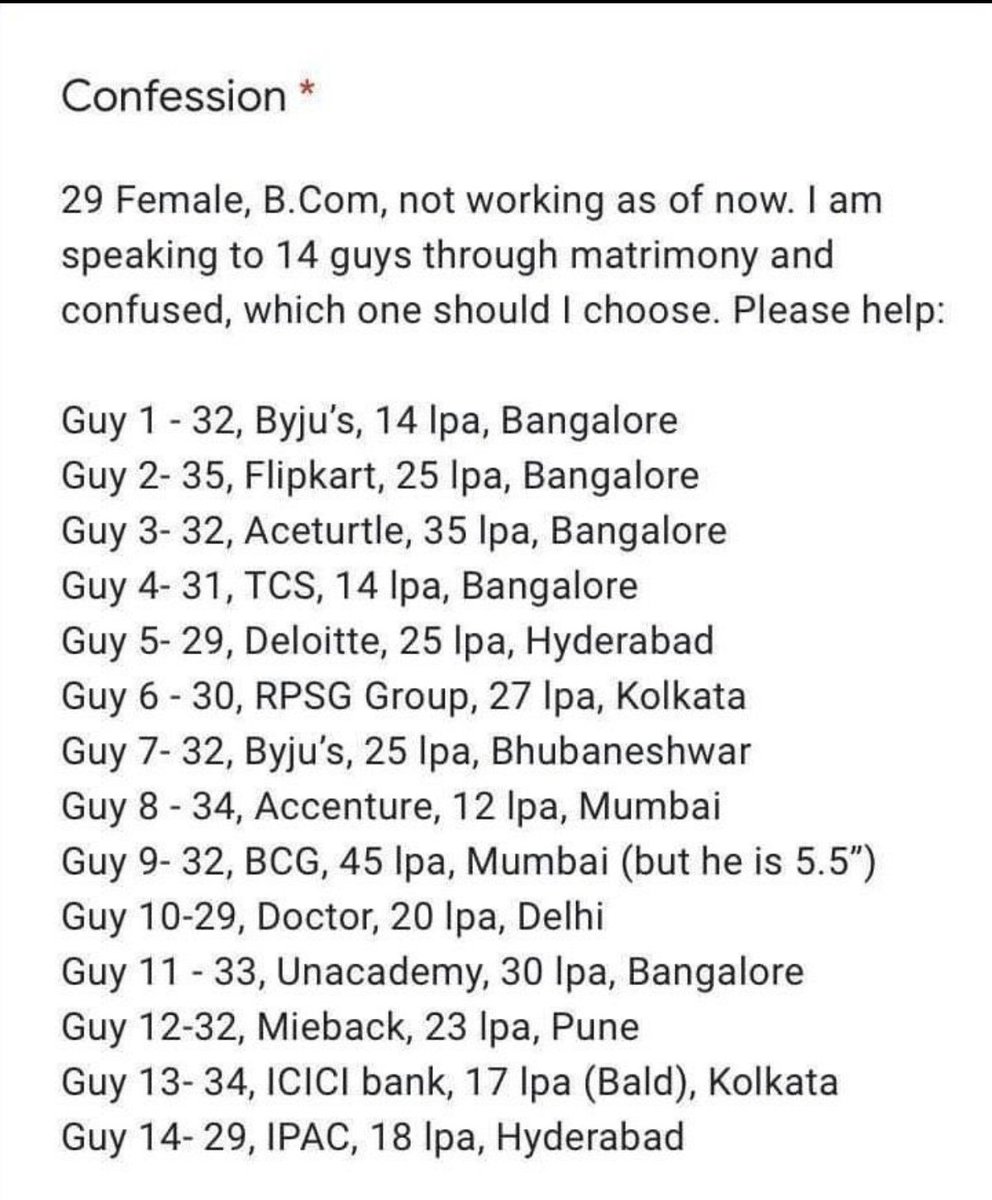 To all indian men , I want to say that  if your salary determines your future love 💕..then it's my suggestion .. study hard , work hard & get a CTC > 35 LPA ..that this kind of women will be unable to consider you in the list @DeepikaBhardwaj @voiceformenind
#MensRightsActivist