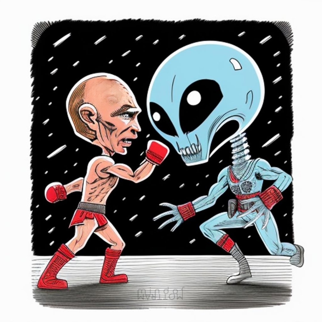 MindofMottram's tweet photo. "Computer, let's make Putin fighting an alien.."
/5
Enjoy these AI-assisted abominations of my warped imagination..
A little prompt🤖. A little chop🪓.
And a tune to set the mood🎶..
https://t.co/Wh2TENnIdc
#aiart #ainightmare #Putin #letthemfight #originalartwork #alien #nightmares #photochop #edits #SongOfTheDay #worldscollide #pm5k