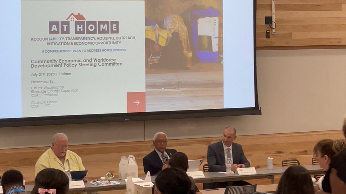 CSAC_Counties's tweet image. CSAC President @SupWashington and CSAC CEO @knaus_counties were honored to present on the AT HOME Plan, California counties’ comprehensive plan to address #homelessness, during the Community Economic and Workforce Development Policy Steering Committee at #NACoAnn.