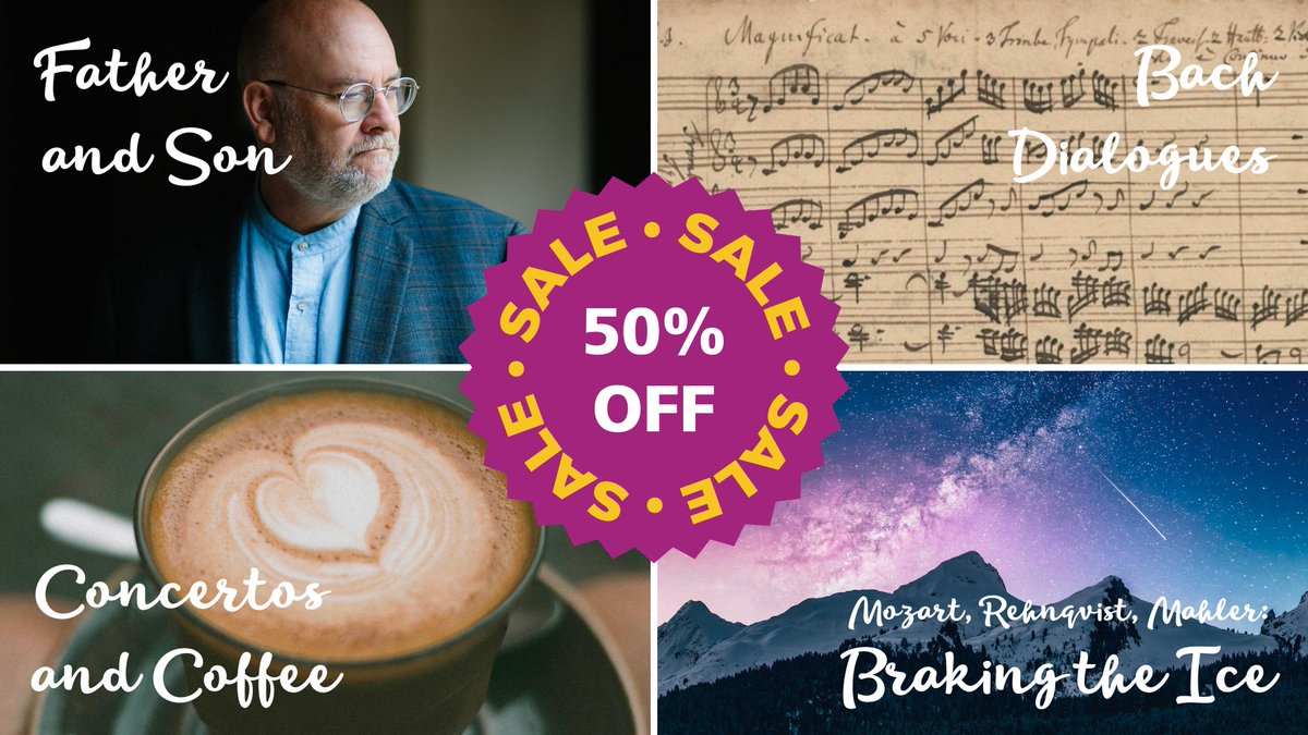 📣 Sale alert! Take 50% off the final performances of these four main concert programs with code begin50. 

🎵 Father and Son | Sun., July 23
🎵 Concertos and Coffee | Mon., July 24
🎵 Bach Dialogues | Tues., July 25
🎵 Mozart, Rehnqvist, Mahler: Breaking the Ice | Fri., July 28