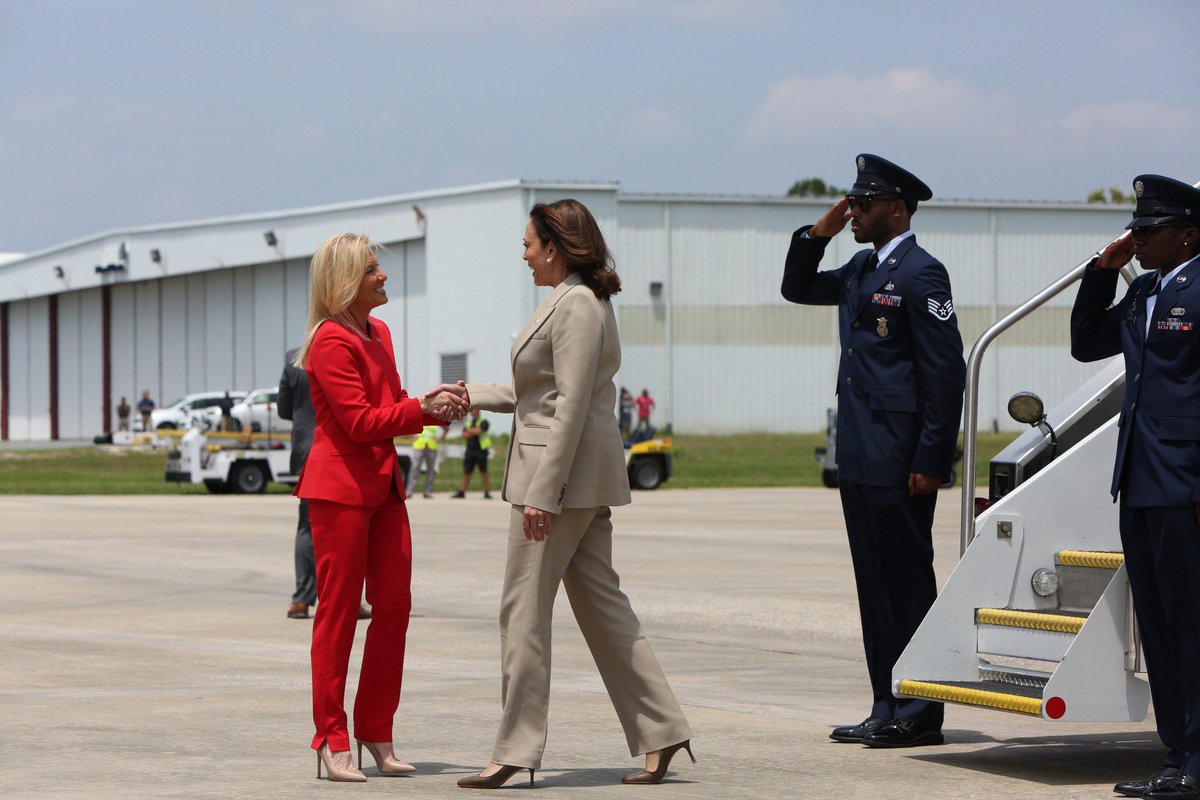 MayorDeegan's tweet photo. Earlier this afternoon, I had the honor of welcoming @VP @KamalaHarris to @JAXairport. She is here to speak about protecting our fundamental freedoms and teaching America’s full history.

“Unity in our city, in our state and in our country begins with respecting each other’s humanity. Any attempt to cast slavery as a benefit to Black people is offensive and unacceptable. We must teach our children the truth about slavery. It was a savage attack on humanity and that must be acknowledged. We must face the demons of our past to offer all our children a better future.”