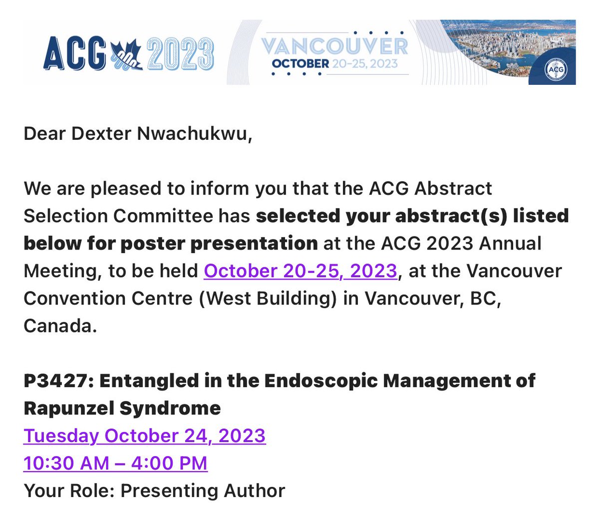 Beyond excited to present at this year’s conference in Vancouver! <a href="/AmCollegeGastro/">ACG</a> <a href="/UICIMChiefs/">UIC IM Chiefs</a> <a href="/UICDom/">University of Illinois Department of Medicine</a> <a href="/blackingastro/">ABGH</a>
