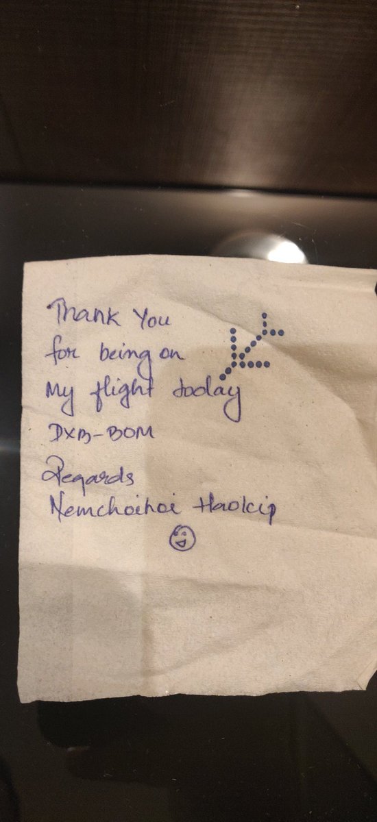 TangoCharlieSS's tweet photo. Got such a beautiful note from this cabin crew member. She was courteous, sweet and equally professional. I really request @IndiGo6E to felicitate such employees who are a gem :-)
I love #Indigo because their cabin crew care 😇✈️
Thnx indigo for bringing me home to Mumbai. https://t.co/NaWLsxbKKG