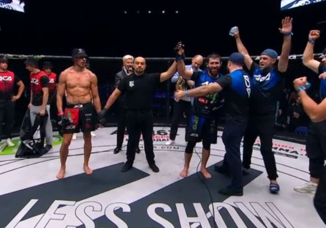 Grabaka_Hitman's tweet photo. Ustarmagomed Gadzhidaudov def. Vitaly Slipenko via unanimous decision. And NEW ACA Welterweight champion. Also moving to the WW GP semifinals. 

Ustar spent almost his entire career under ACB/ACA banner. Finally gets it done with his 2nd title shot. #ACA160 https://t.co/EnImjN0D11