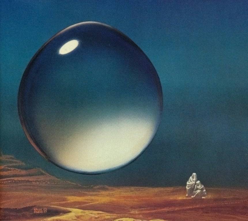 70sscifi's tweet image. 1977 LP art by Frank Kelly Freas for ‘Dune - The Banquet Scene,’ as read by Frank Herbert