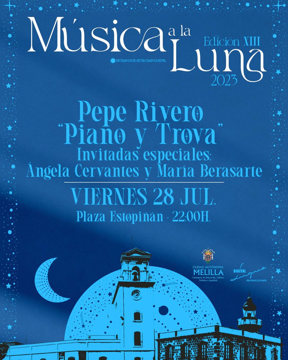 cultura_melilla's tweet photo. La semana que viene vuelve Música a la Luna con la actuación de Pepe Rivero 'Piano y Trova', con las participación especial de Ángela Cervantes y María Berasarte.
Conoce un poco más de este artista internacional en https://t.co/CDueTUHpWm
#MúsicaalaLuna #concierto #Melilla https://t.co/WWxQVKFpha