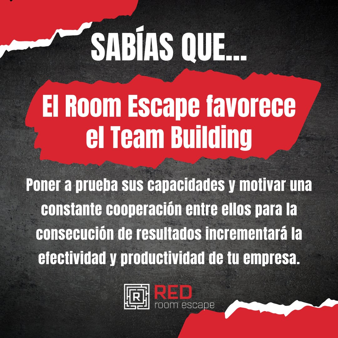 🤔#SabíasQue... ¿Un #RoomEscape puede aumentar la productividad de tus empleados?

✔️La principal razón es que pone a prueba las capacidades de cada uno de ellos y favorece la cooperación entre todos.

#ScapeRoom #EscapeRoom #valladolid #ocio #ociovalladolid #teambuilding