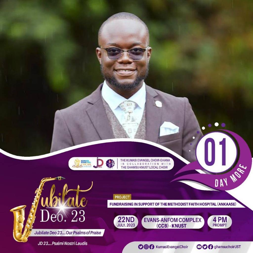 #ad

Jubilate Deo’ 23 is hereeeeee!

GHAMSU - KNUST Choir's musical concert is here and is just tomorrow.

Set a reminder and let's meet at the CCB auditorium at 4:00pm.

#KNUSTLive