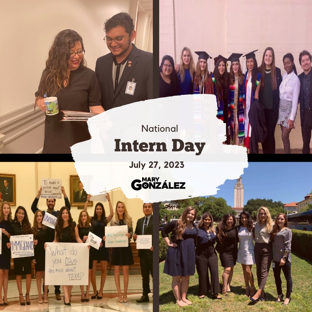 RepMaryGonzalez's tweet photo. Happy National Intern Day! I had the blessing of having many interns over the years (I love them all!). They’re not only critical to our work but have truly shaped #HD75 and Texas. #txlege https://t.co/kuRNFp7wsy