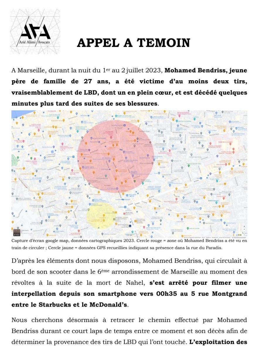 Appel à témoin et enquête citoyenne pour Mohamed, tué par des tirs de LBD 40. Ni les policiers qui ont tiré ni leurs collègues ne se sont denoncés. Merci d'aider sa famille. ⬇️ A dérouler #ViolencesPolicieres #Marseille