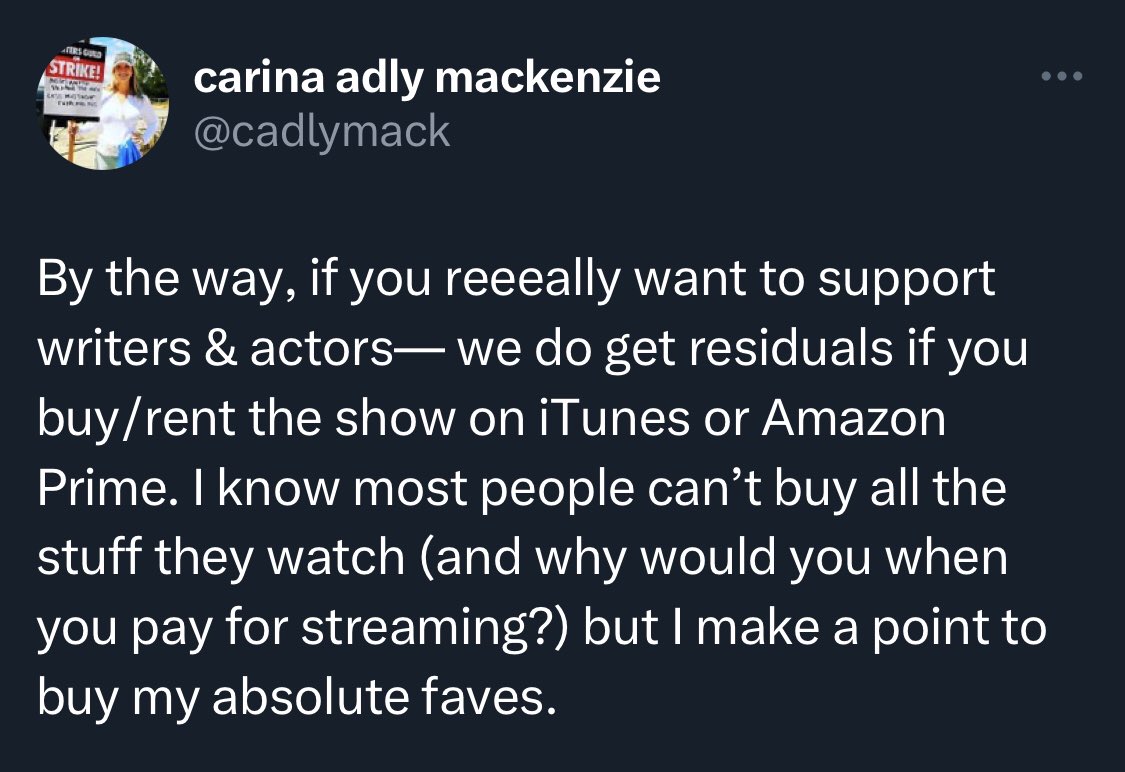 If it’s in your budget, a way to support striking writers and actors! #SAGAFTRAstrong #WGAstrong