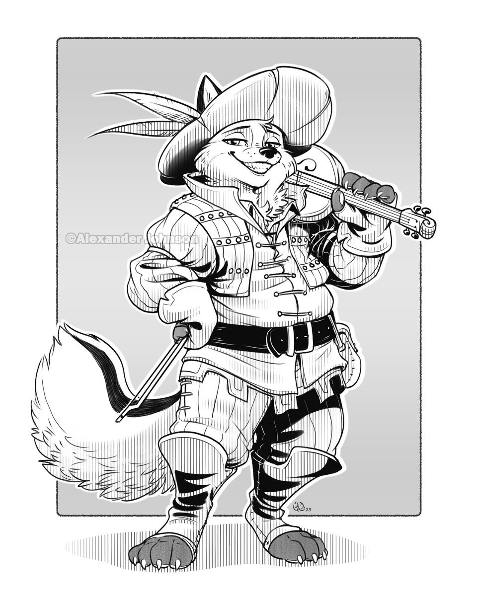 AlexJohnsonArt's tweet photo. Commission for @Pacatopace of his fursona Pacato the fox. He plays the violin. https://t.co/SRB9XKOrof