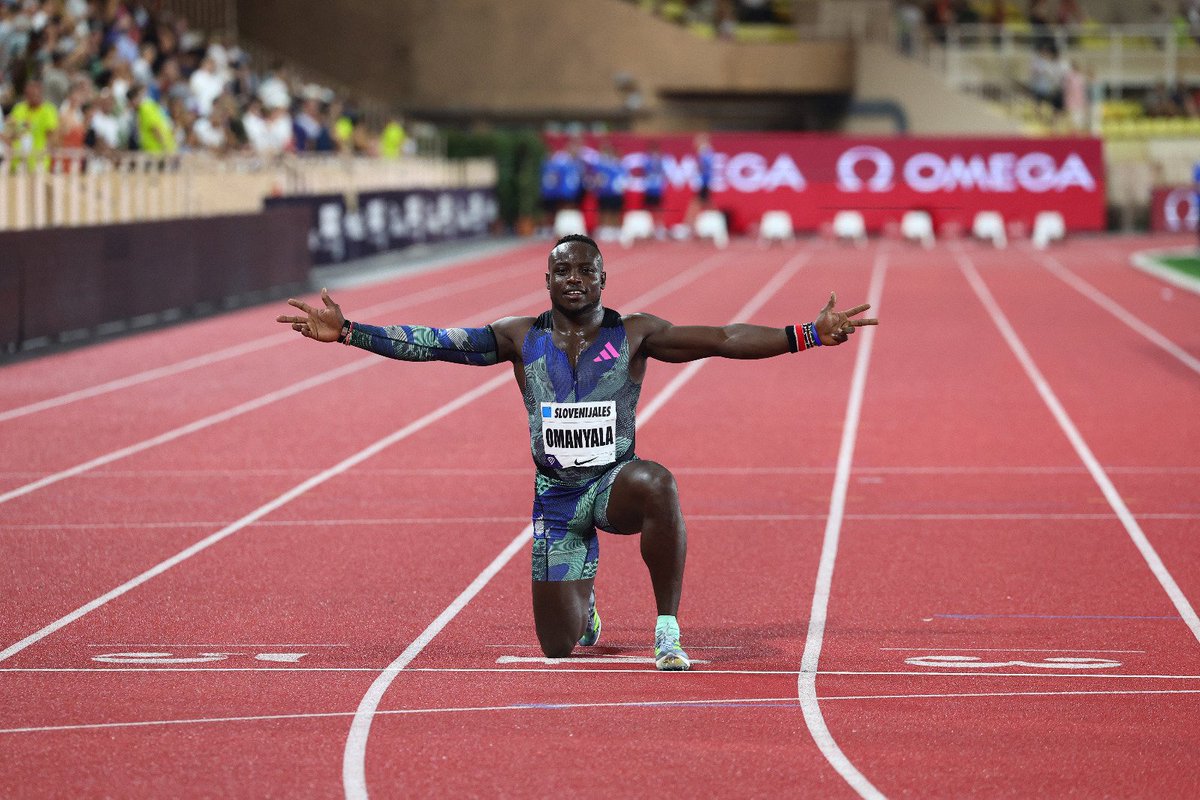 NationAfrica's tweet photo. FERDINAND OMANYALA becomes the first Kenyan to win a 100m race in the Diamond League after clocking 9.92sec  in Monaco.
https://t.co/9w8FpGB4UG https://t.co/BnSTEShDc6