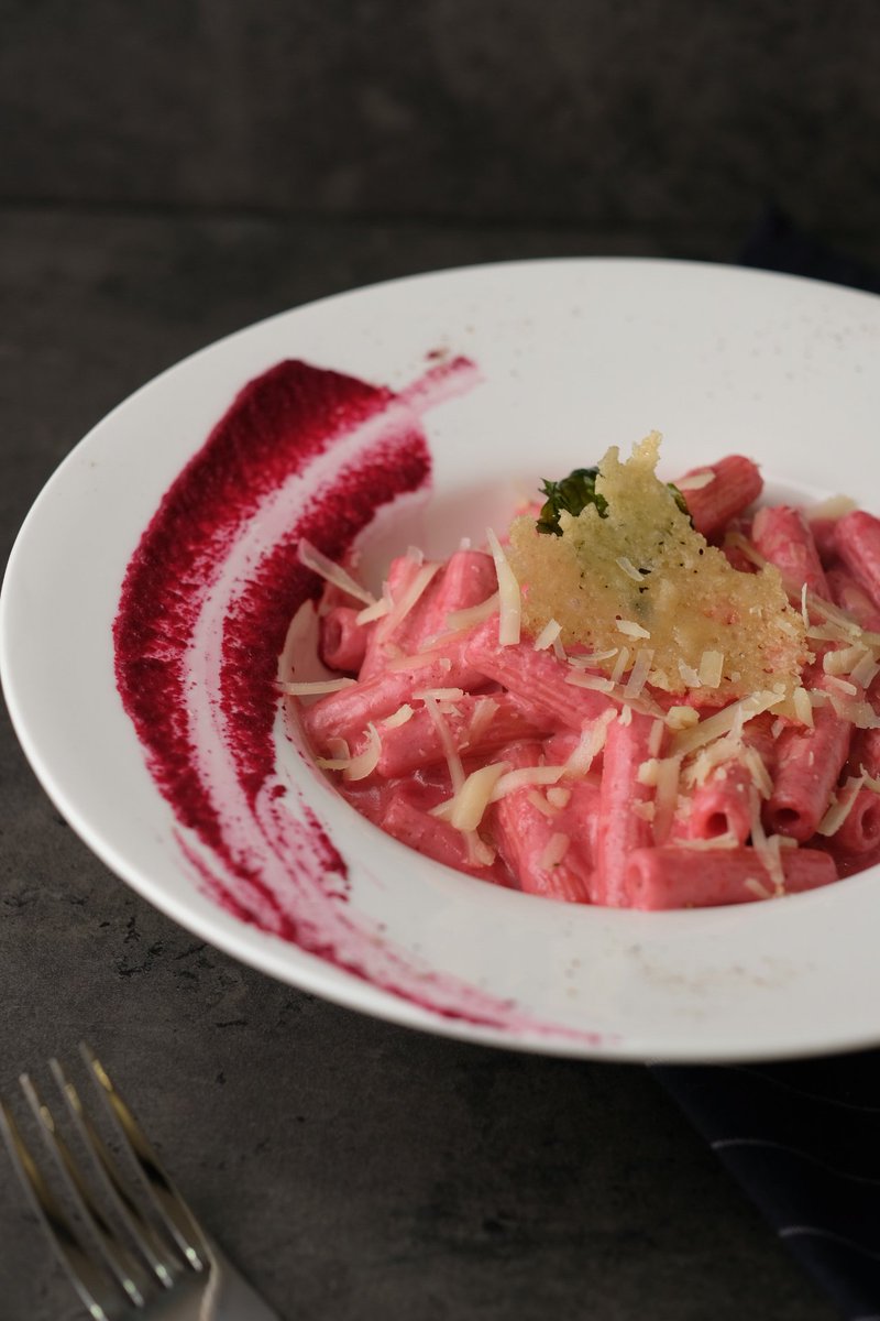 Pasta with beetroot sauce
#Foodie 
#food 
#FoodieBeautyAnimalAbuser 
#chef 
#ChefsForUkraine 
#work 
#pasta