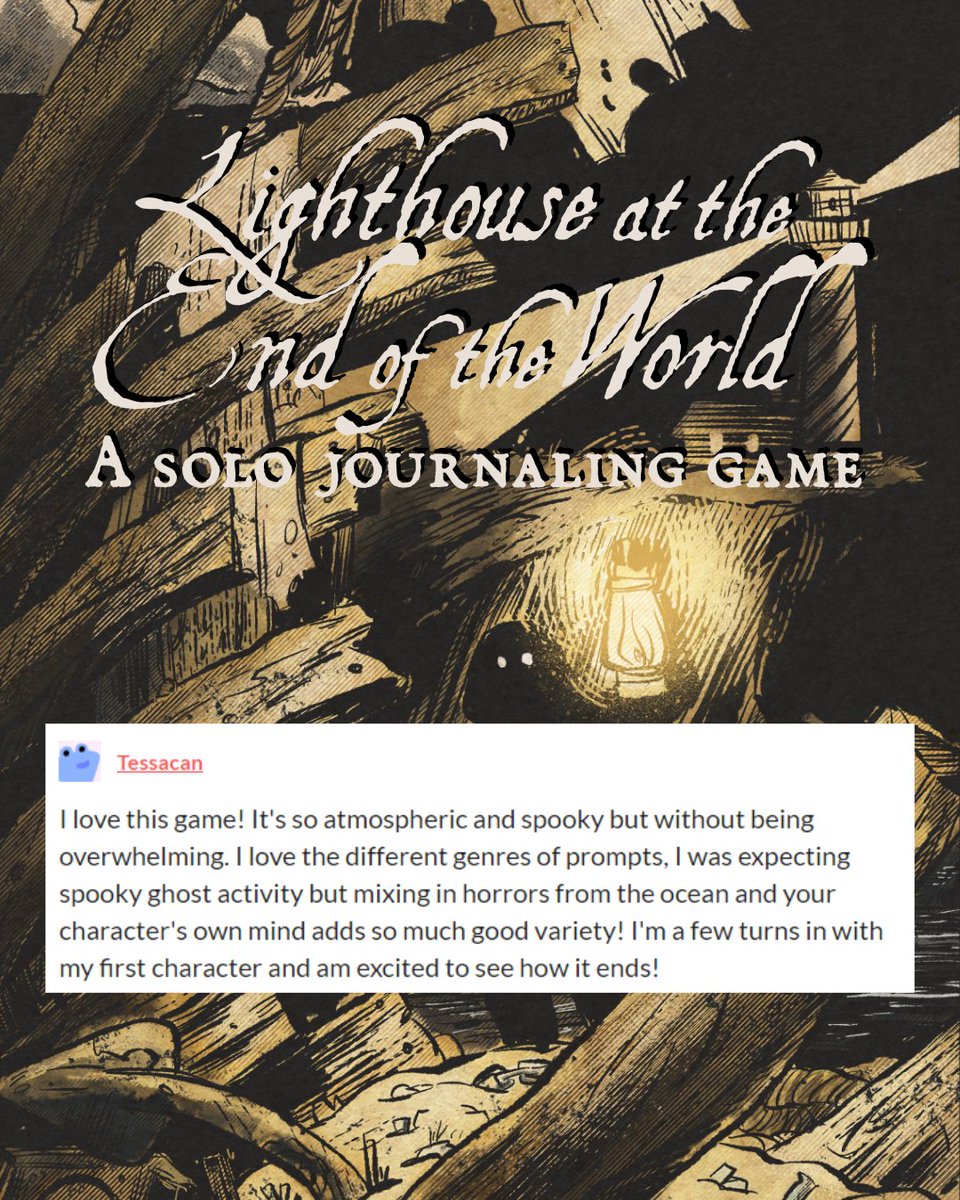 BannerlessGames's tweet image. How does your story end?

Pick up the supremely haunted LIGHTHOUSE AT THE END OF THE WORLD, my first big solo game, for $10 right here: bannerless.games/lighthouse

Or in print at @IPRTweets: bannerless.games/lighthouse-ipr