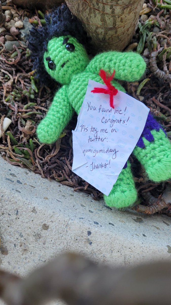 Gomigomigomiday's tweet photo. Day 2: This was the first superhero I ever saw on TV, and as an English learner I was puzzled and didn't understand it at all. #BillBixby
#crochetdrop #critterdrop #sdcc2023 and tag me please with where it's going when it is found! #dontmakemeangry https://t.co/6Zbp7r1Wdw