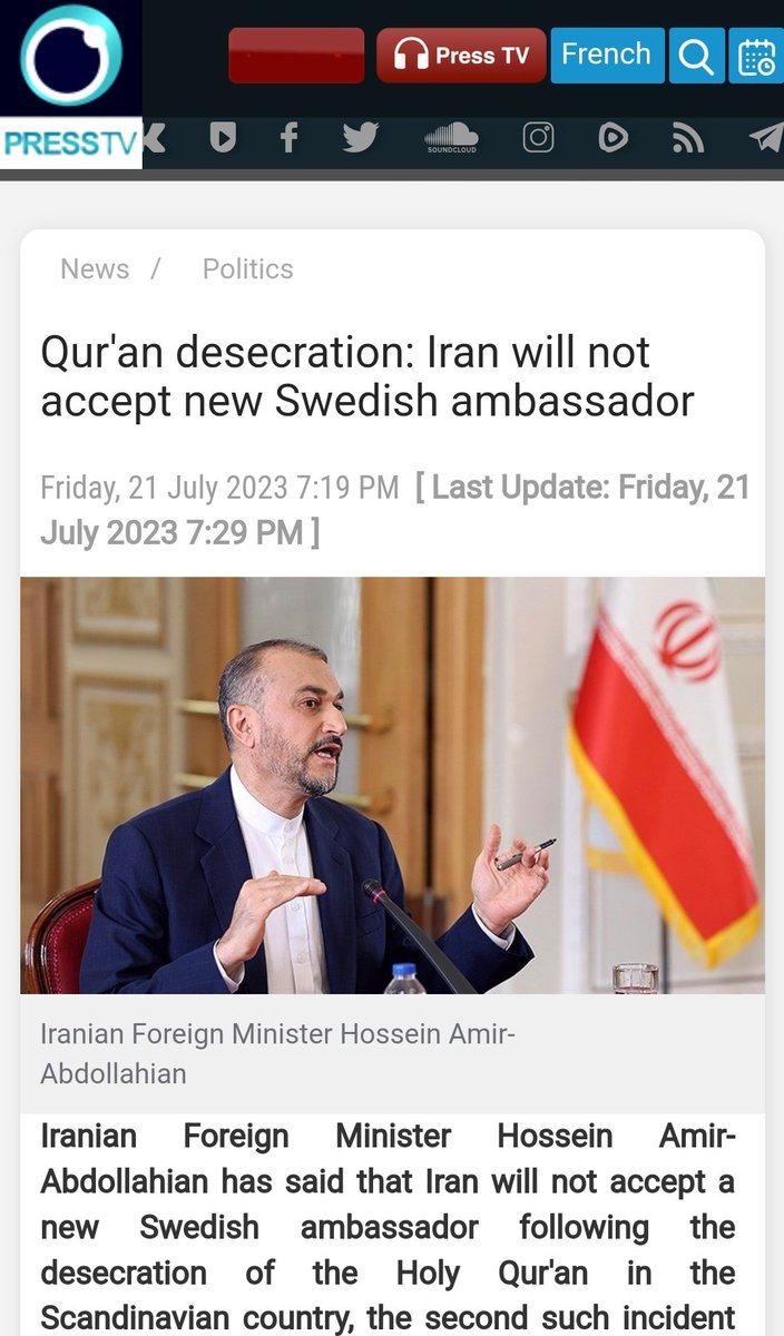 Bob_cart124's tweet photo. BREAKING: Iran becomes the latest Mid East country to sanction Sweden amid Stockholm's defence of Quran desecration.

The fact Sweden is willing to trash its global image so badly to defend the rights of a few weirdos to peddle self serving hate speech makes Stockholm look SERIOUSLY STUPID!

#Iran #Sweden #Quran