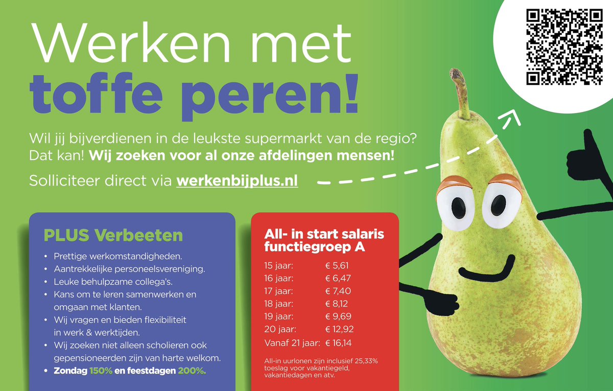 Op zoek naar de leukste bijbaan van de regio? Kom werken bij 🍀PLUS Verbeeten #Overloon #Tegelen #Vierlingsbeek ⬇️

📲werkenbijplus.nl/vacatures/supe…