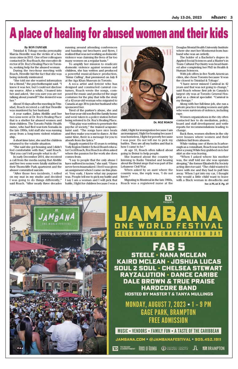 We're in the newspapers! Make sure you pick up the latest Share and you'll find us in there. Continue to support our local news media. JAMBANA on the way! ➡️ Music. Vendors. Caribbean flavours. FREE! Join us at #JAMBANA on Mon, Aug 7 in Brampton. ➡️ JAMBANA.COM